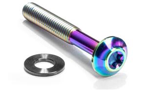 ABSOLUTE BLACK TITANIUM FLAT MOUNT CALIPER BOLT WITH ULTRA-LOW FRICTION WASHER 32MM|RAINBOW
