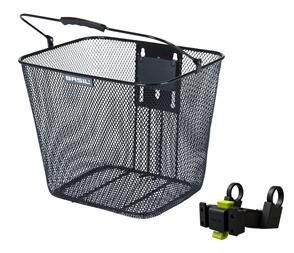 BASIL BILBAO , FRONT BASKET, MESH, BLACK INCLUDES KF HANDLEBAR HOLDER 