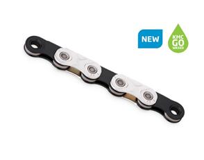 KMC CHAIN 'X FLAT' 12/13 SPEED PRE WAXED CHAIN, SILVER/BLACK  (SRAM T-TYPE)