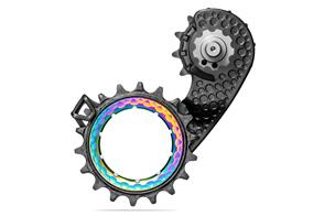 ABSOLUTE BLACK HOLLOWCAGE CERAMIC BEARING - CARBON DERAILLEUR CAGE FOR SHIMANO R9200 12SP RAINBOW