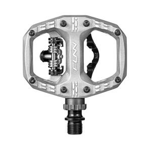 FUNN CLAST DIE-CASTING BODY, SINGLE-SIDED CLIP-IN PEDALS - RAW SILVER