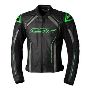 RST S1 CE LEATHER JACKET [BLACK/GREY/NEON GREEN] 