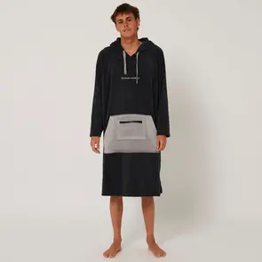 OCEAN N EARTH MEN'S SURF ESSENTIAL L/S PONCHO DULL BLACK