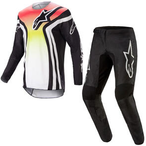 ALPINESTARS 2023 RACER SEMI JERSEY BLACK/MULTICOLOURS + 2026 FLUID GRAPHITE PANTS BLACK/SILVER