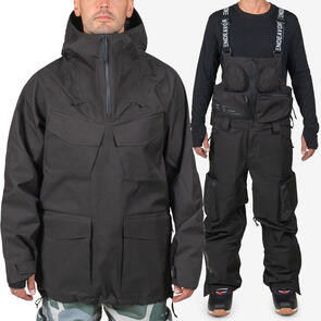 ENDEAVOR SNOWBOARDS 2025 3L SCOUT ANORAK BLACK + 3L SCOUT REMOVABLE BIB PANT BLACK