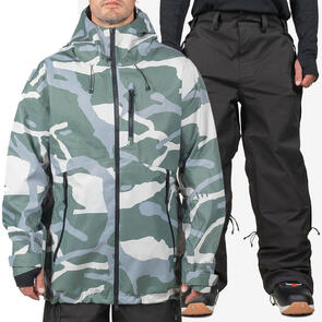 ENDEAVOR SNOWBOARDS 2025 3L SHELTER JACKET CAMO + 3L ELITE PANT BLACK