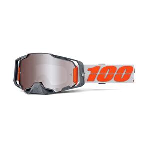 100% 2025 ARMEGA GOGGLE SILVER HIPER MIRROR SILVER FLASH LENS