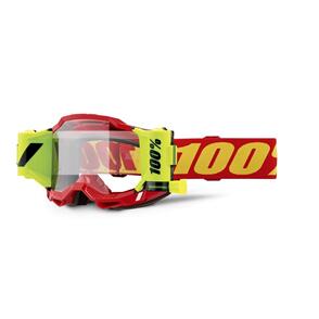 100% ACCURI FORECAST MOTO GOGGLE RED  CLEAR LENS