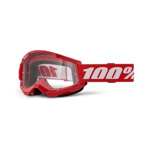 100% STRATA 2 MOTO GOGGLE RED CLEAR LENS