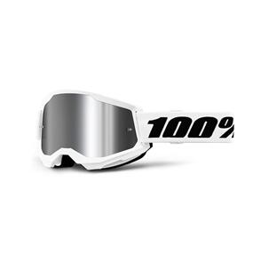 100% 2025 STRATA 2 GOGGLE WHITE MIRROR SILVER LENS
