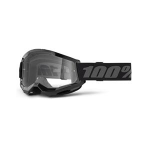 100% 2024 STRATA YOUTH MOTO GOGGLE BLACK  CLEAR LENS