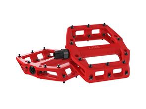 TREK LINE ELITE FLAT PEDAL SET RADIOACTIVE RED 9/16""(15 MM)