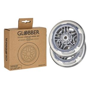 GLOBBER 121MM WHITE LIGHT UP WHEEL PAIR  - GOUP/JUNIOR/PRIMO/ ELITE/ MASTER/ FLOW
