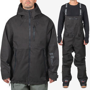 ENDEAVOR SNOWBOARDS 2025 3L SHELTER JACKET BLACK + 3L SHELTER BIB PANT BLACK