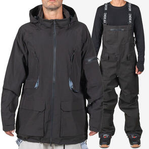 ENDEAVOR SNOWBOARDS 2025 2L PATROL JACKET BLACK + 3L SHELTER BIB PANT BLACK