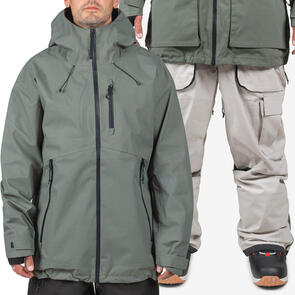 ENDEAVOR SNOWBOARDS 2025 3L SHELTER JACKET MOSS + 2L PATROL CARGO PANT SAND