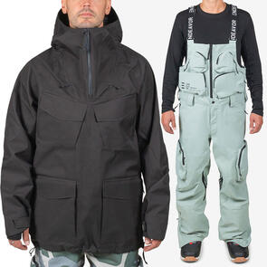 ENDEAVOR SNOWBOARDS 2025 3L SCOUT ANORAK BLACK + 3L SCOUT REMOVABLE BIB PANT EUCALYPTUS