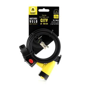 AUVRAY SPIRAL CITY LOCK Ø8MM 150CM BLACK WITH MOUNT