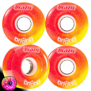 CRAZY SKATES 62MM BRIGHTS RED YELLOW LED LIGHT UP ROLLER SKATE WHEELS (SET OF 4)