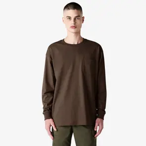 AMERICAN APPAREL 9410 SUPER HEAVYWEIGHT LONG SLEEVE T WITH POCKET- BROWN