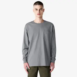 AMERICAN APPAREL 9410 SUPER HEAVYWEIGHT LONG SLEEVE T WITH POCKET- GRAVEL