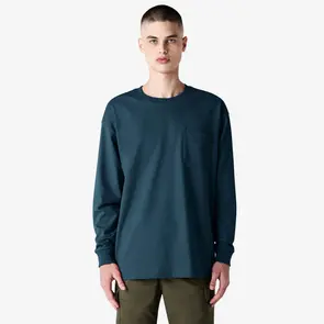 AMERICAN APPAREL 9410 SUPER HEAVYWEIGHT LONG SLEEVE T WITH POCKET- SEA BLUE