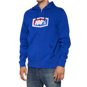 100% OFFICIAL ZIP HOODED FLEECE ROYAL 