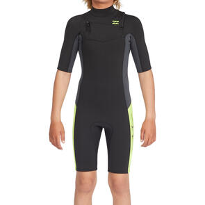 BILLABONG 2MM BOYS ABSOLUTE CHEST ZIP GBS SS SPRING SUIT STEALTH
