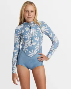 BILLABONG 2MM GIRLS SALTY DAYZ NATURAL LONG SLEEVE SPRINGSUIT BLU SHDW