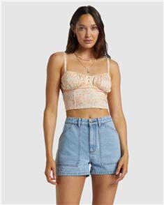 BILLABONG WOMENS LEIA DENIM SHORTS SOFT BLUE