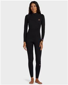 BILLABONG WOMENS 4/3MM FOIL BACK ZIP GBS STEAMER WETSUIT BLACK