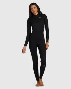 BILLABONG 4/3MM FOIL CHEST ZIP STEAMER WETSUIT BLACK