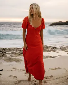 BILLABONG BURNING LOVE MAXI DRESS FIESTA RED