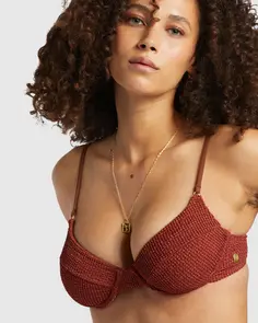 BILLABONG SHIMMER HIGH MORGAN UNDERWIRE BIKINI TOP DEEP SIENNA