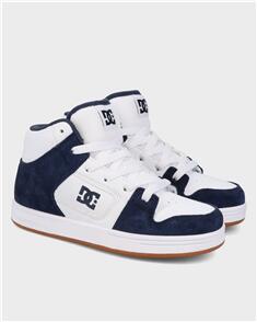 DC SHOES YOUTH MANTECA 4 HI SKATE SHOES WHITE/NAVY