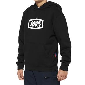 100% ICON YOUTH PULLOVER HOODED FLEECE BLACK 