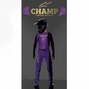 ALPINESTARS LE CHAMP JERSEY, PANTS AND BOOTS ULTRAVIOLET/GOLD/BLACK