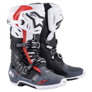 ALPINESTARS TECH-10 SUPERVENTED BOOTS BLACK/WHITE/MID GRAY/RED
