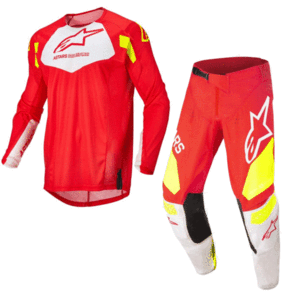 ALPINESTARS 2022 YOUTH RACER FACTORY JERSEY AND PANTS RED FLUO
