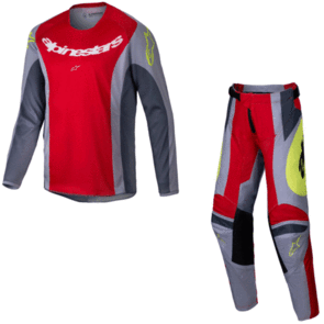 ALPINESTARS 2025 YOUTH RACER MELT JERSEY AND PANTS BRIGHT RED/GRAY