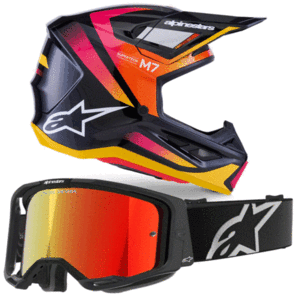 ALPINESTARS 2026 S-M7 RISE HELMET BLACK/YELLOW AND VISION CORP 8 GOGGLE BLACK