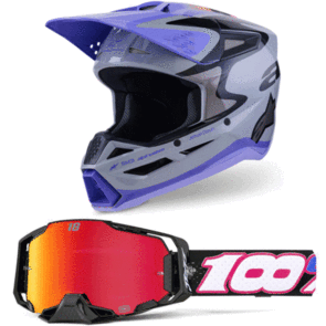 ALPINESTARS 2026 S-M3 JETTSON HELMET AND GOGGLES GRAY/PURPLE/BLACK GLOSS