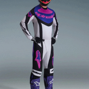 ALPINESTARS 2026 TECHSTAR KNIF JERSEY AND PANTS BLACK/LIGHT GRAY/PURPLE