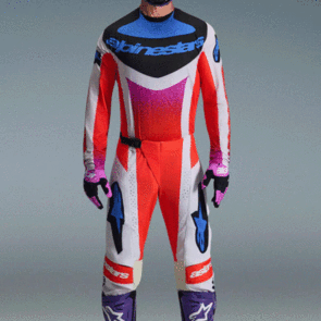 ALPINESTARS 2026 TECHSTAR KNIF JERSEY AND PANTS LIGHT GRAY/ORANGE FLUORO/BLACK