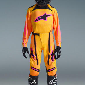 ALPINESTARS 2026 YOUTH SUPERTECH NOMUR JERSEY AND PANTS ORANGE/YELLOW/PINK