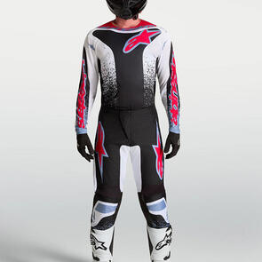 ALPINESTARS 2027 FLUID DRAG JERSEY AND PANTS BLACK/WHITE/LIGHT BLUE/RED FLUORO