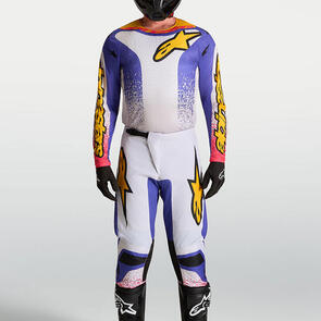 ALPINESTARS 2027 FLUID DRAG JERSEY AND PANTS LIGHT LILAC/BLUE IRIS/GOLD