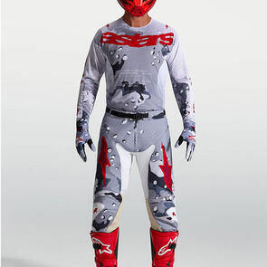 ALPINESTARS 2027 RACER AIR LONE JERSEY AND PANTS GRAY CAMO/WHITE/FIRE RED