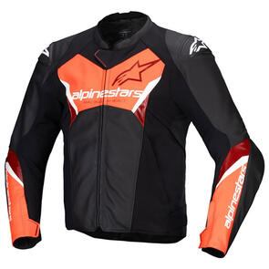 ALPINESTARS ROAD FASTER V3 LEATHER JACKET BLACK/RED FLUORO