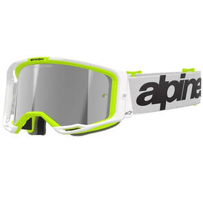 ALPINESTARS VISION WORDMARK 8 GOGGLE WHITE/YELLOW FLUORO MIRROR SILVER LENS